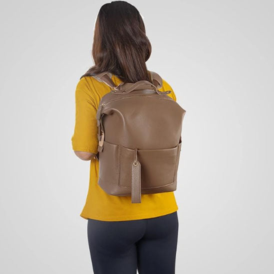Sac a langer bebe cuir camel