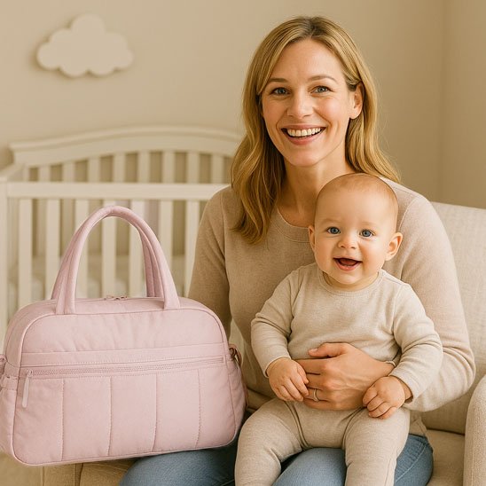 maman et bebe avec sac a langer