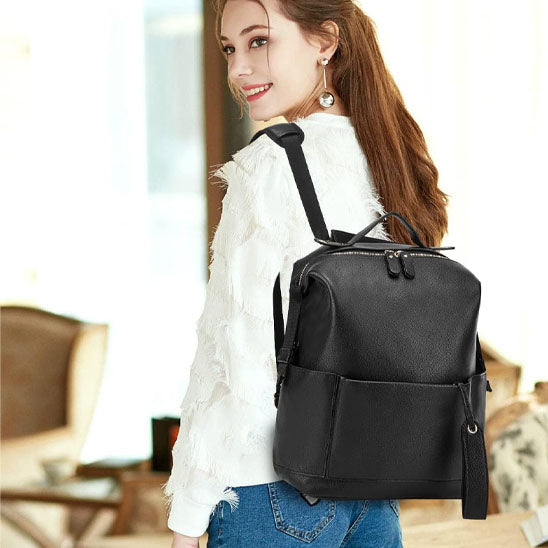 Sac a langer bebe cuir en noir