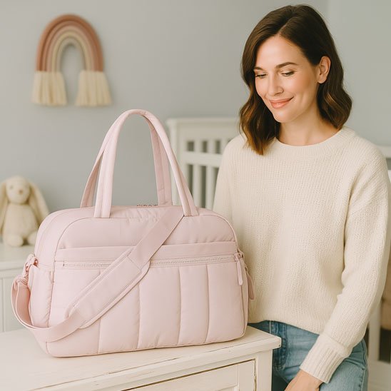 sac à langer couleur rose poudré