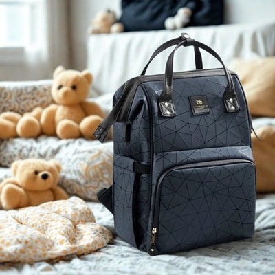 jouets autour du sac a dos a langer bleu